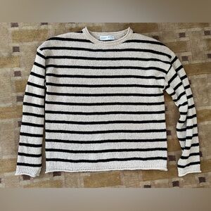 NWOT: black & cream striped knit sweater